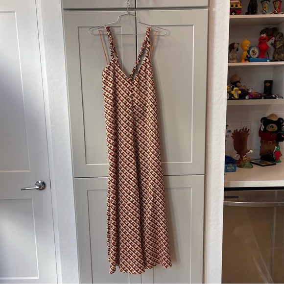 Eva Franco Abstract Crossback Slit Maxi Dress Small Boho MCM Coastal Cream - Picture 1 of 9